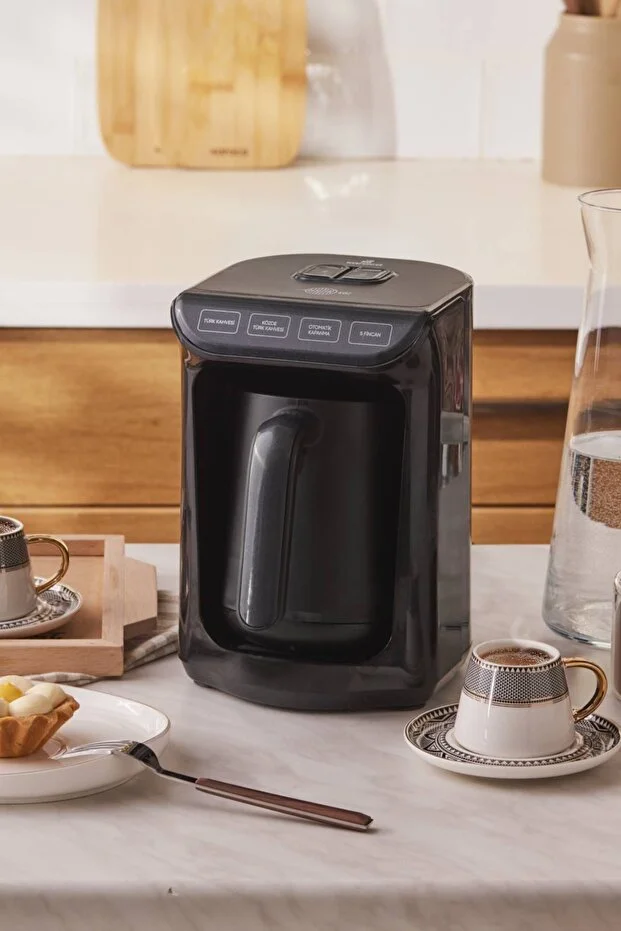 Hatır Közde Türk Kahvesi ve Türk Kahve Makinesi Shiny Black 5 Fincan Kapasiteli Bol Köpüklü